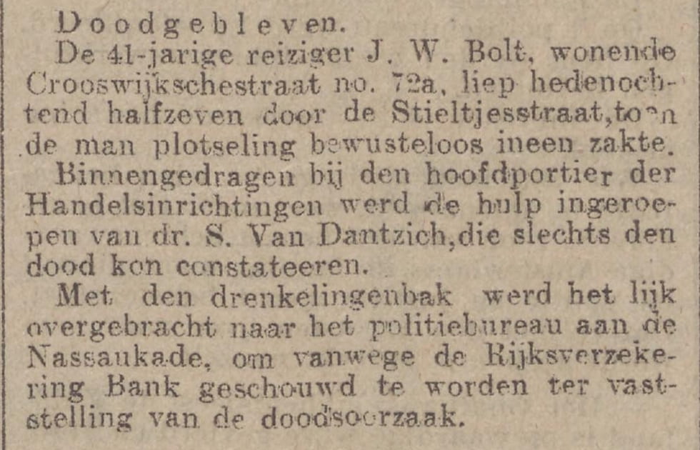 19130927-krant-Rotterdams-Nieuwsblad-JW-Bolt-Doodgebleven