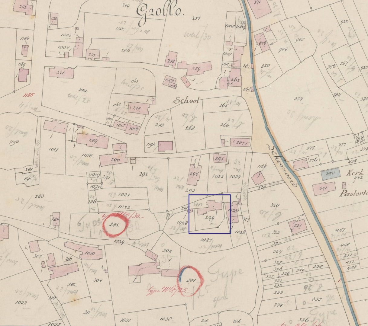 kaart Grolloo rond 1880