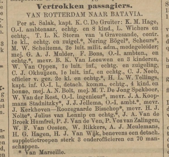 18930905 krant Het Vaderland vertrokken naar Batavia